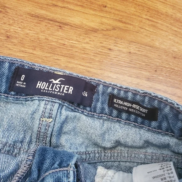 Hollister Jean Skirt Size 0 Ultra High-Rise Distressed - Picture 3 of 5